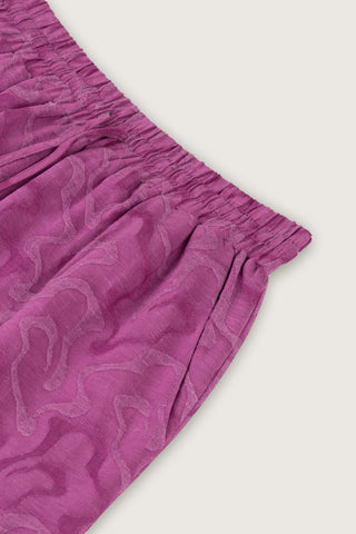 Fuşya Keten Jakar Pantolon