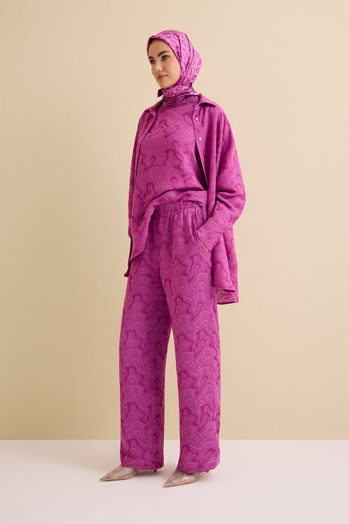 Fuchsia Linen Jacquard Trousers