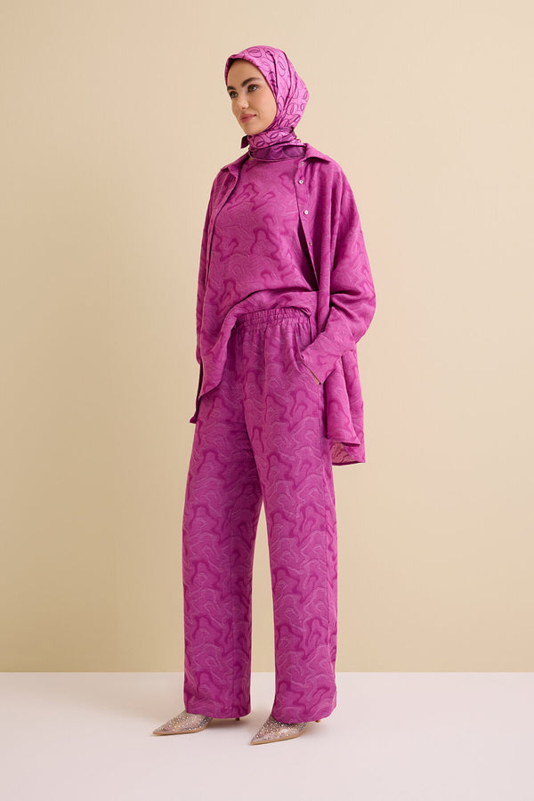 Fuchsia Linen Jacquard Trousers