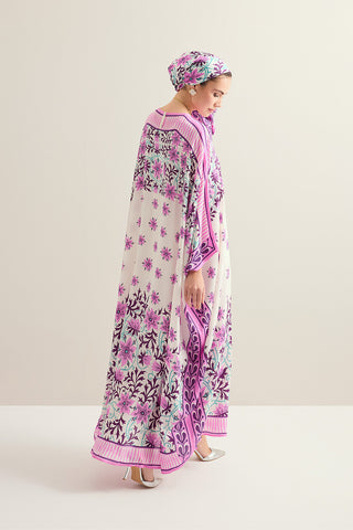 Garp Çiçeği Pembe Krep İpek Kaftan