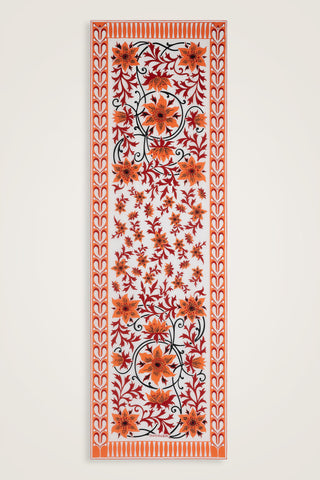 Garp Çiçeği Turuncu Krep İpek Kaftan Şalı 70x210