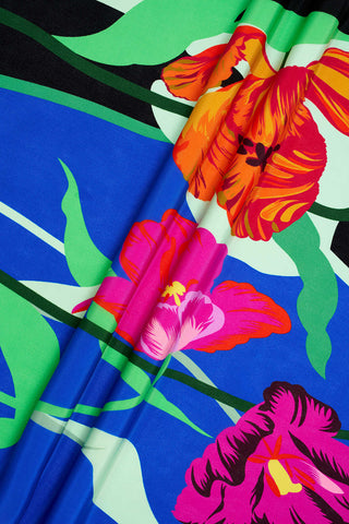 Gece Bahçesi Siyah Krep İpek Kaftan Şal 70x200