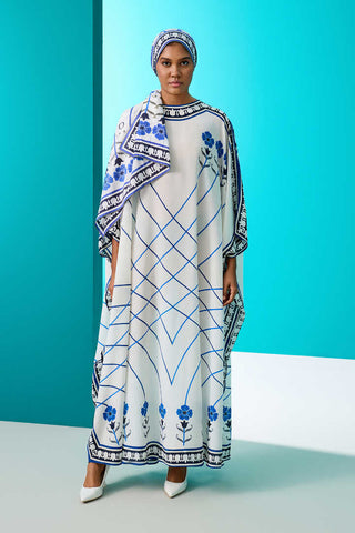 Geçit Beyaz İpek Kaftan