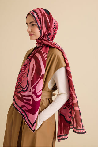 Gelincik Bordo Pamuk Floş Şal 72x212