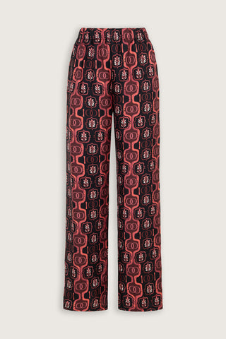 Girdap Bordo Tivil İpek Pantolon Pijama