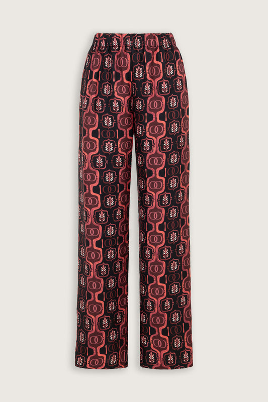 Girdap Bordo Tivil İpek Pantolon Pijama