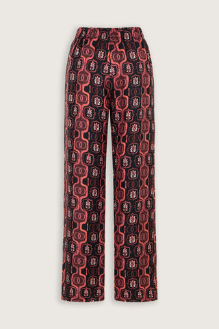 Girdap Bordo Tivil İpek Pantolon Pijama