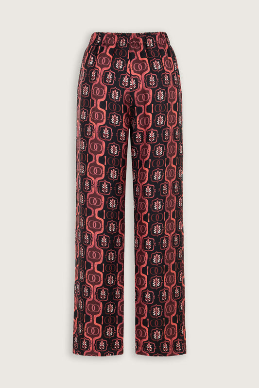 Girdap Bordo Tivil İpek Pantolon Pijama
