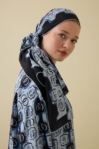 Girdap İpek Mavi Pijama Şalı 70x210