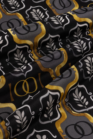 Girdap İpek Siyah-Altın Pijama Şalı 70x210