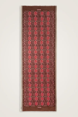 Swirl Brown-Burgundy Wool Shawl