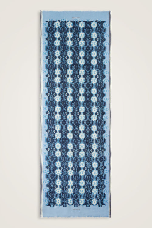 Swirl Navy Blue Wool Shawl