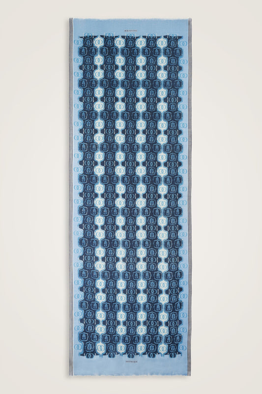 Girdap Lacivert Yün Şal 70x200