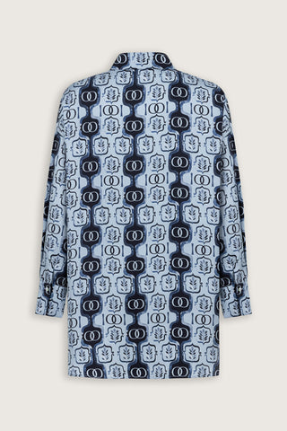 Girdap Mavi Tivil İpek Gömlek Pijama