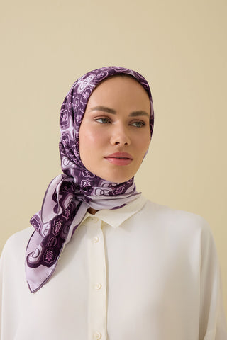 Girdap Mürdüm Tivil İpek Eşarp 95x95