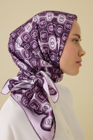 Girdap Mürdüm Tivil İpek Eşarp 95x95