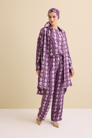 Girdap Mürdüm Tivil İpek Pantolon Pijama