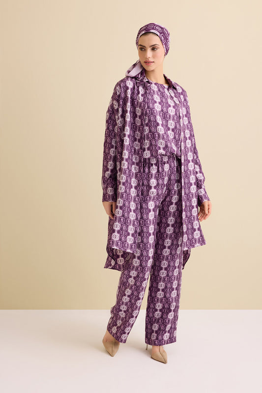 Girdap Mürdüm Tivil İpek Pantolon Pijama