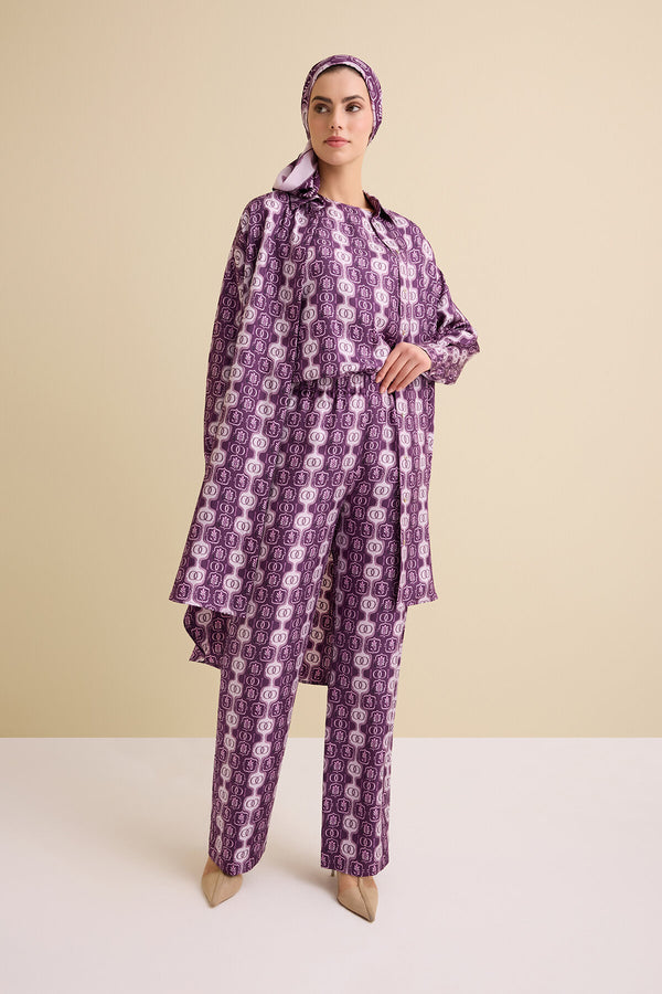 Vortex Plum Silk Pants Pajamas