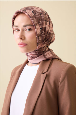 Girdap Pudra Tivil İpek Eşarp 95x95