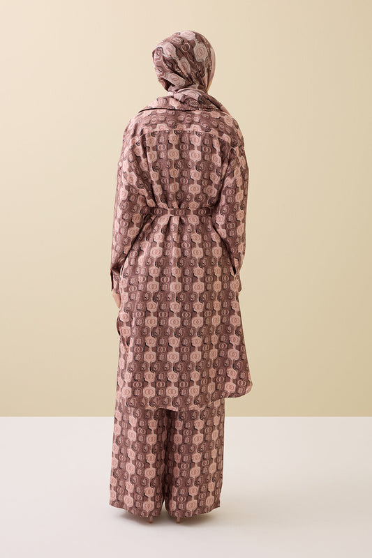 Girdap Pudra Tivil İpek Pantolon Pijama
