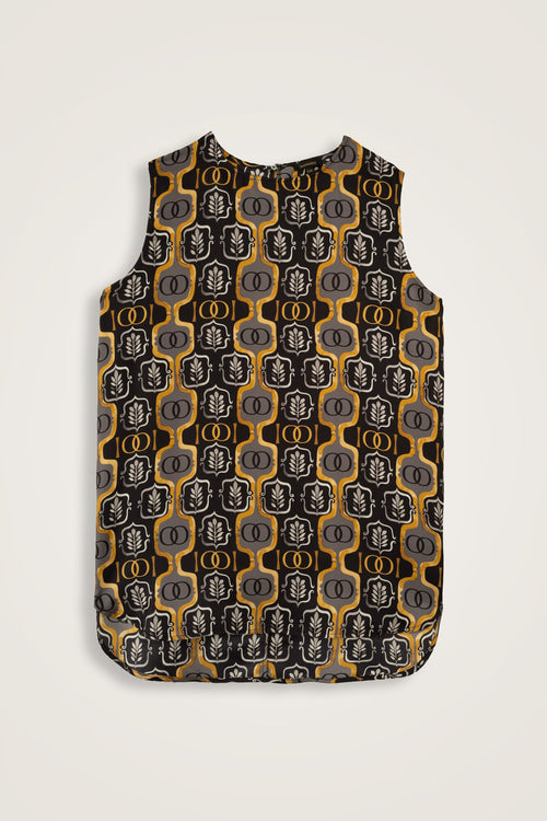 Stepup Black-Gold Silk Tank Top