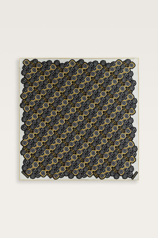 Girdap Siyah-Altın Tivil İpek Eşarp 95x95
