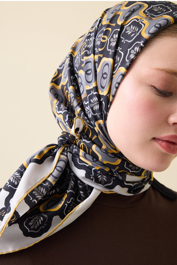 Stepup Black-Gold Silk Scarf