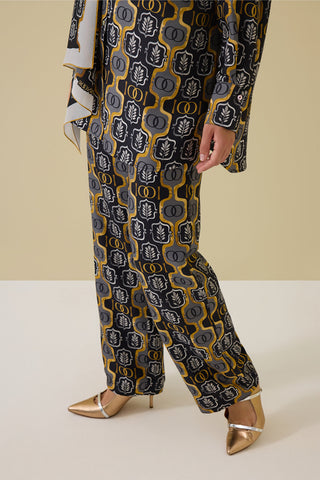 Girdap Siyah-Altın Tivil İpek Pantolon Pijama