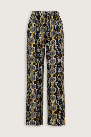Girdap Siyah-Altın Tivil İpek Pantolon Pijama