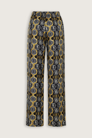 Girdap Siyah-Altın Tivil İpek Pantolon Pijama