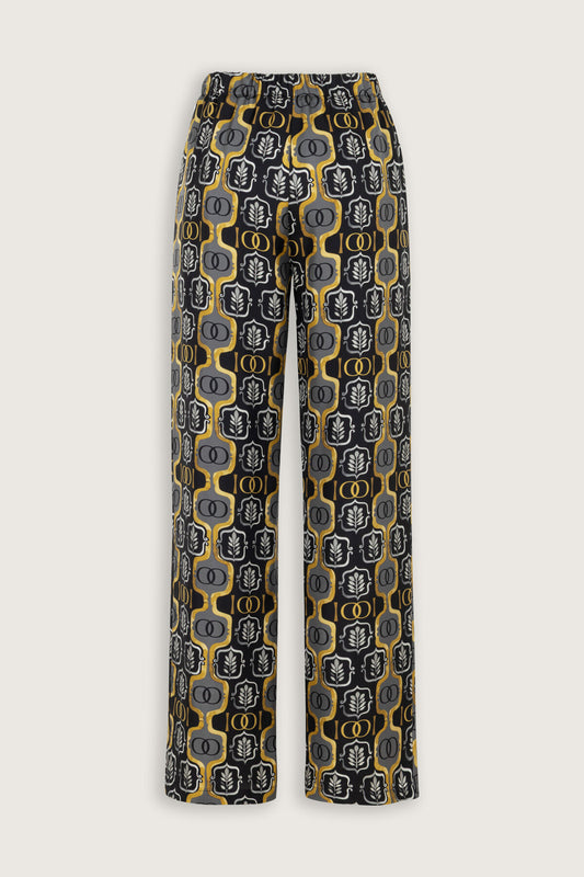 Girdap Siyah-Altın Tivil İpek Pantolon Pijama