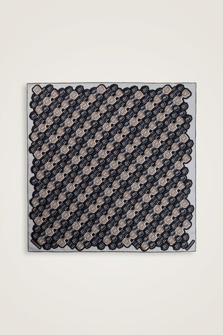Girdap Siyah-Gri Tivil İpek Eşarp 95x95
