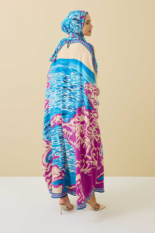 Göl Kenarı Mavi İpek Kaftan