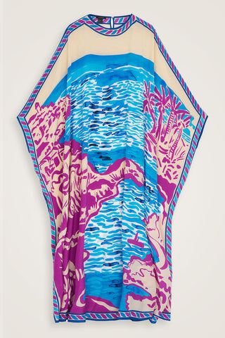 Göl Kenarı Mavi İpek Kaftan
