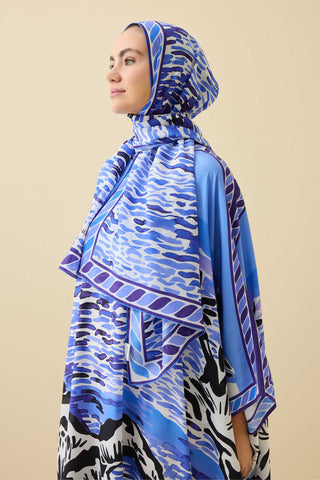 Göl Kenarı Mor Krep İpek Kaftan Şal 70x210