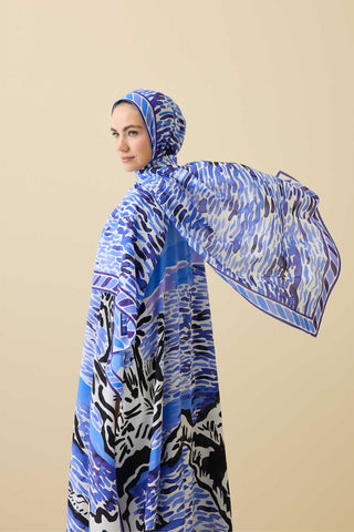 Göl Kenarı Mor Krep İpek Kaftan Şal 70x210