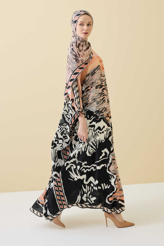 Göl Kenarı Somon İpek Kaftan