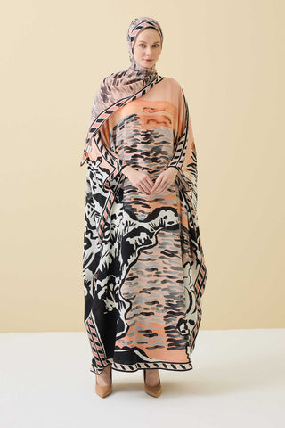 Göl Kenarı Somon İpek Kaftan
