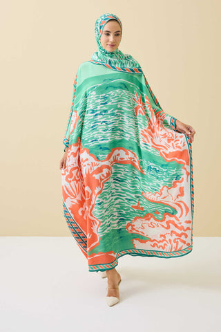 Göl Kenarı Yeşil İpek Kaftan