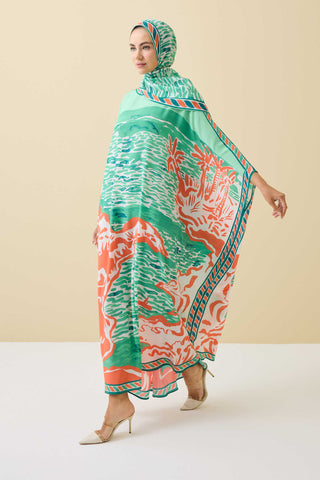 Göl Kenarı Yeşil İpek Kaftan