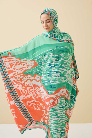 Göl Kenarı Yeşil İpek Kaftan