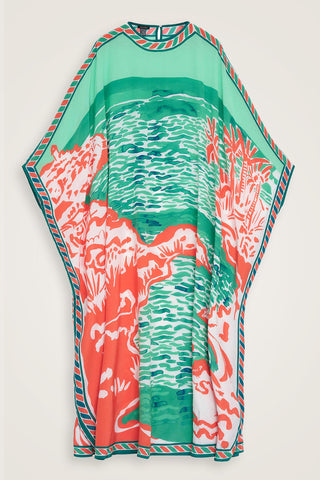 Göl Kenarı Yeşil İpek Kaftan