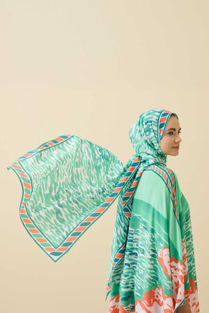 Lakeside Green Crepe Silk Kaftan Shawl