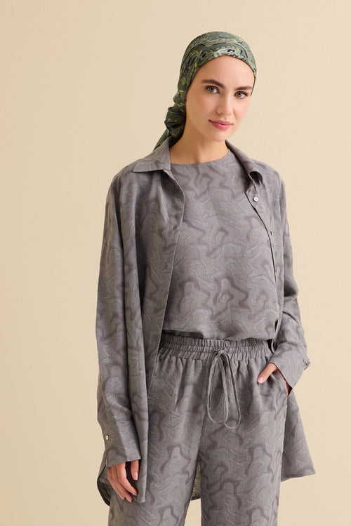 Gray Linen Jacquard Undershirt