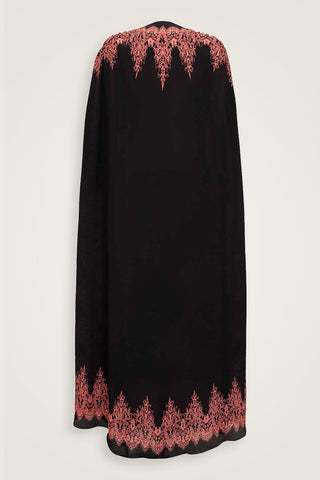Gül Dantel Nar Çiçeği İpek Abaya