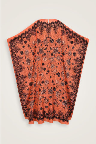 Gül Dantel Somon Krep İpek Kaftan