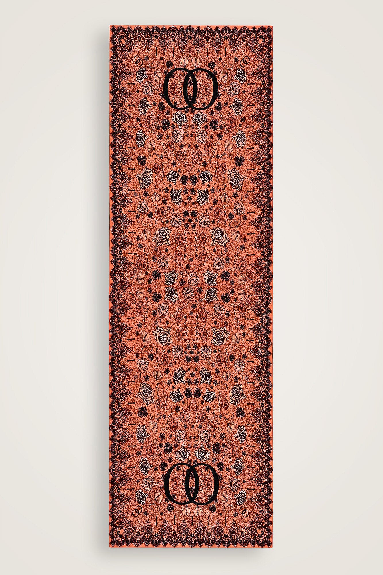 Gül Dantel Somon Krep İpek Kaftan Şal 70x210