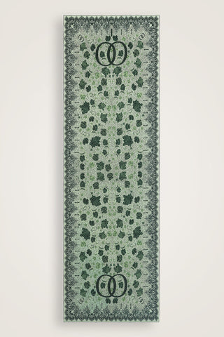 Gül Dantel Yeşil Krep İpek Kaftan Şal 70x210