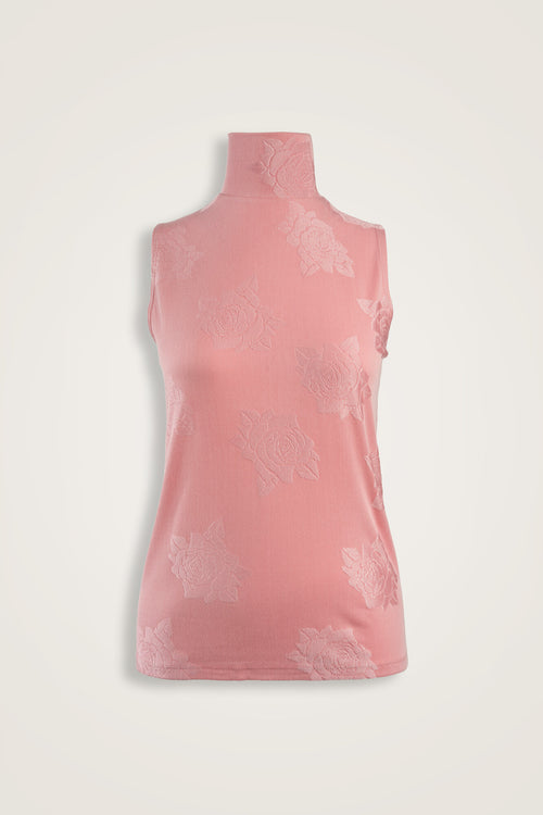 Rose Jacquard Dark Pink Supreme Sleeveless Blouse